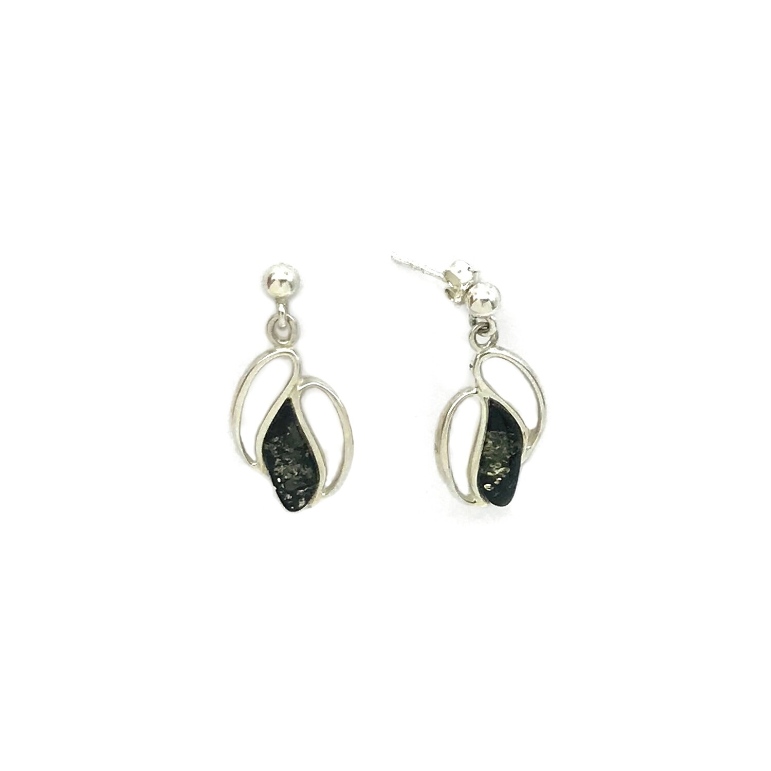 Silver and Amber Earrings