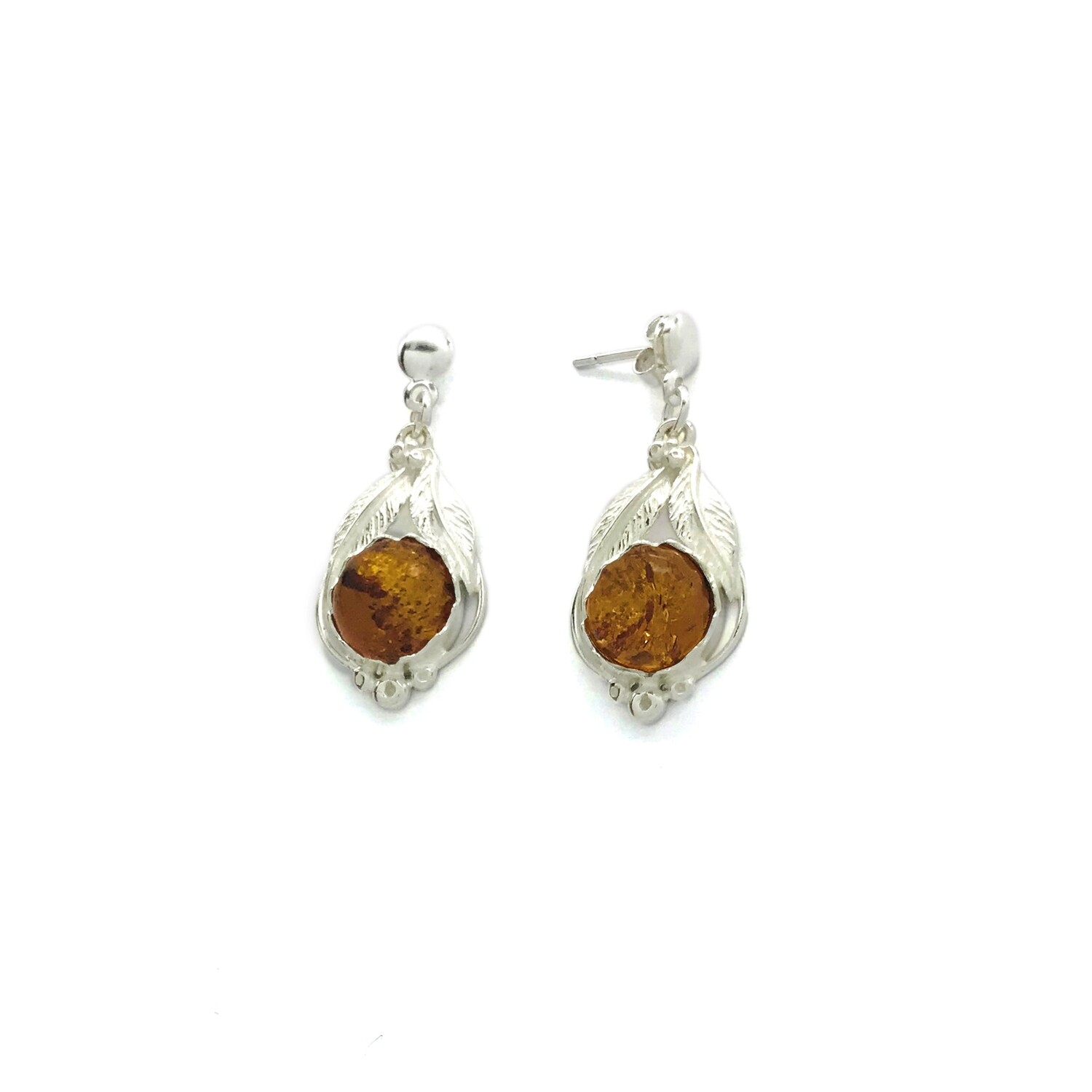 Silver and Amber Earrings