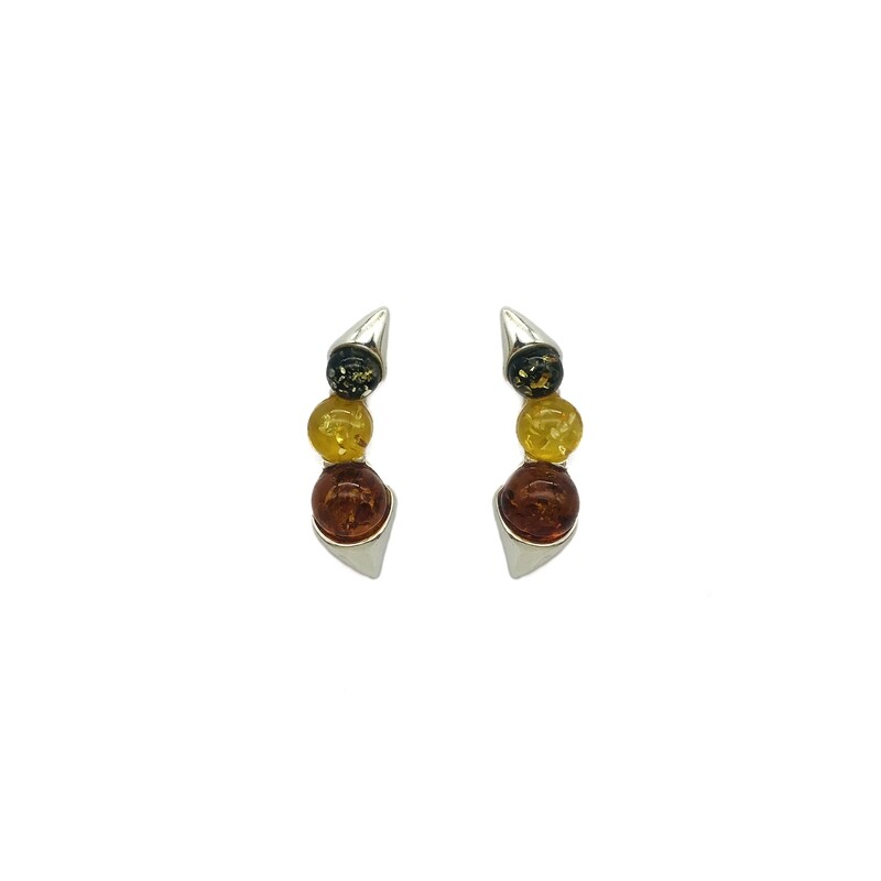 Silver and Amber Earrings