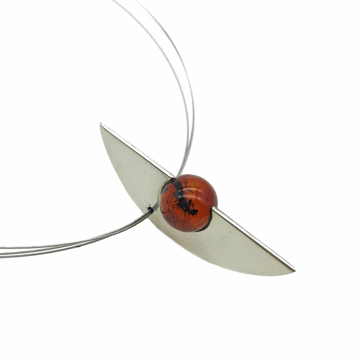 Silver and Amber Necklace