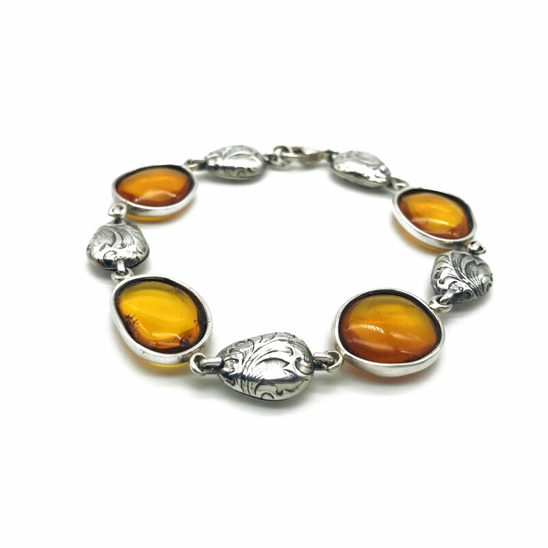 Silver and Amber Bracelet