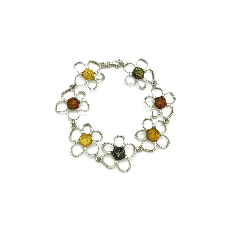 Silver and Amber Bracelet