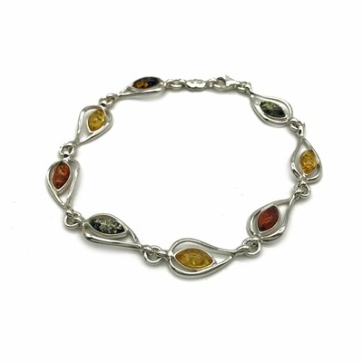 Silver and Amber Bracelet