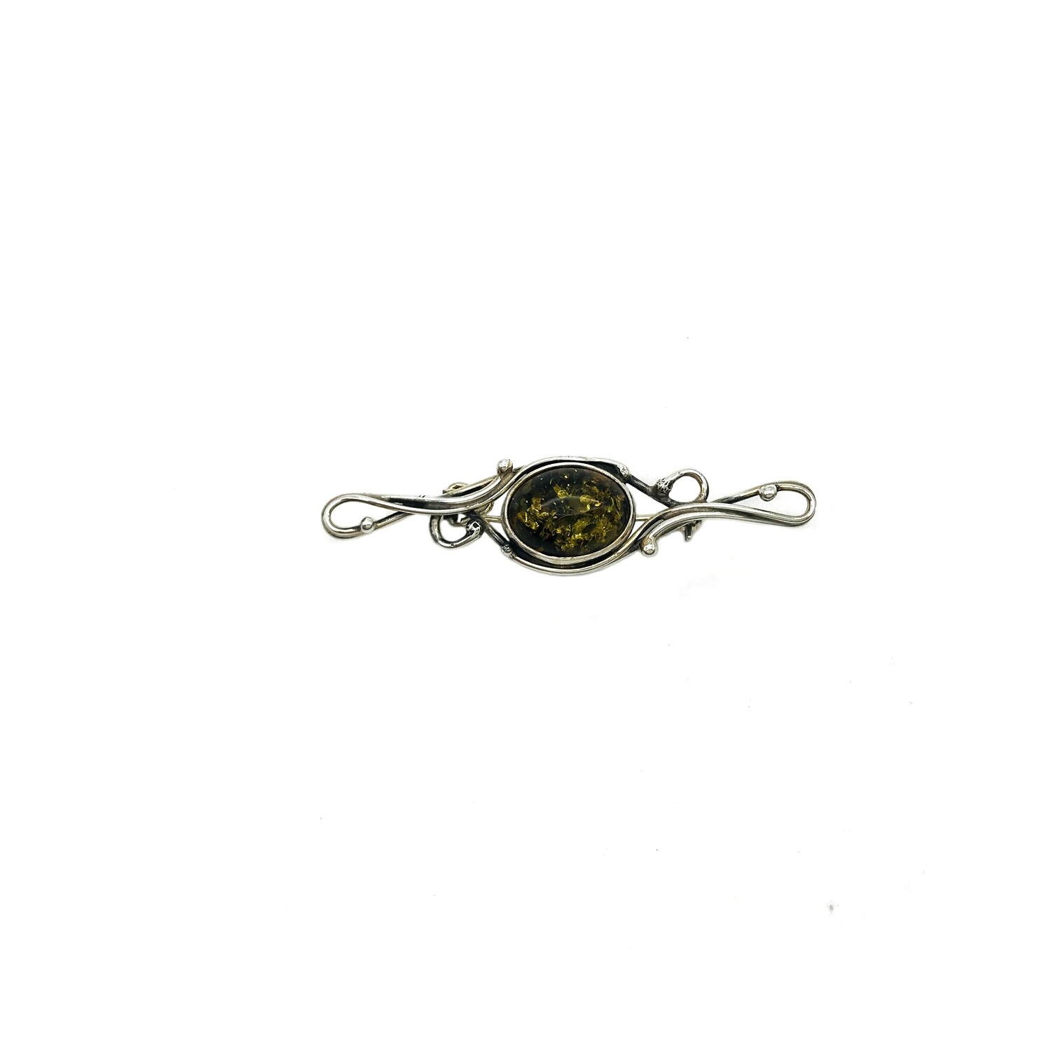 Silver and Amber Brooch