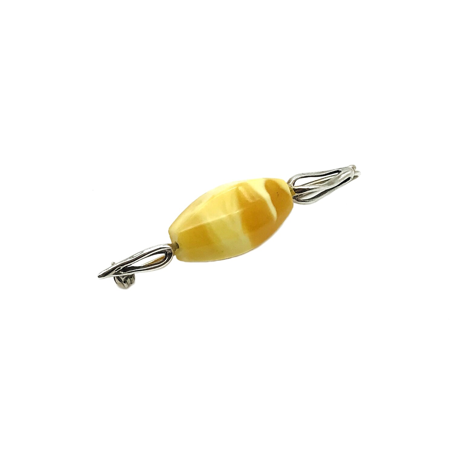 Silver and Amber Brooch