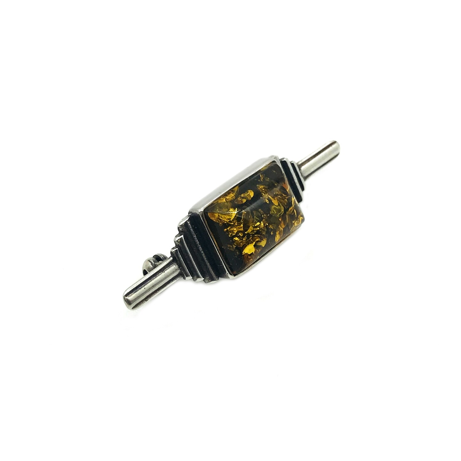 Silver and Amber Brooch
