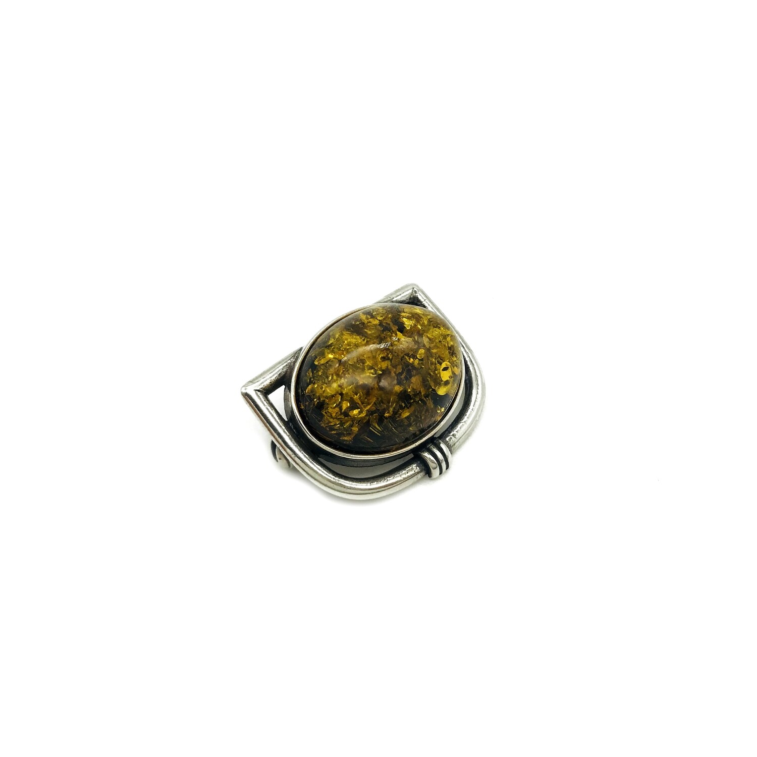 Silver and Amber Brooch