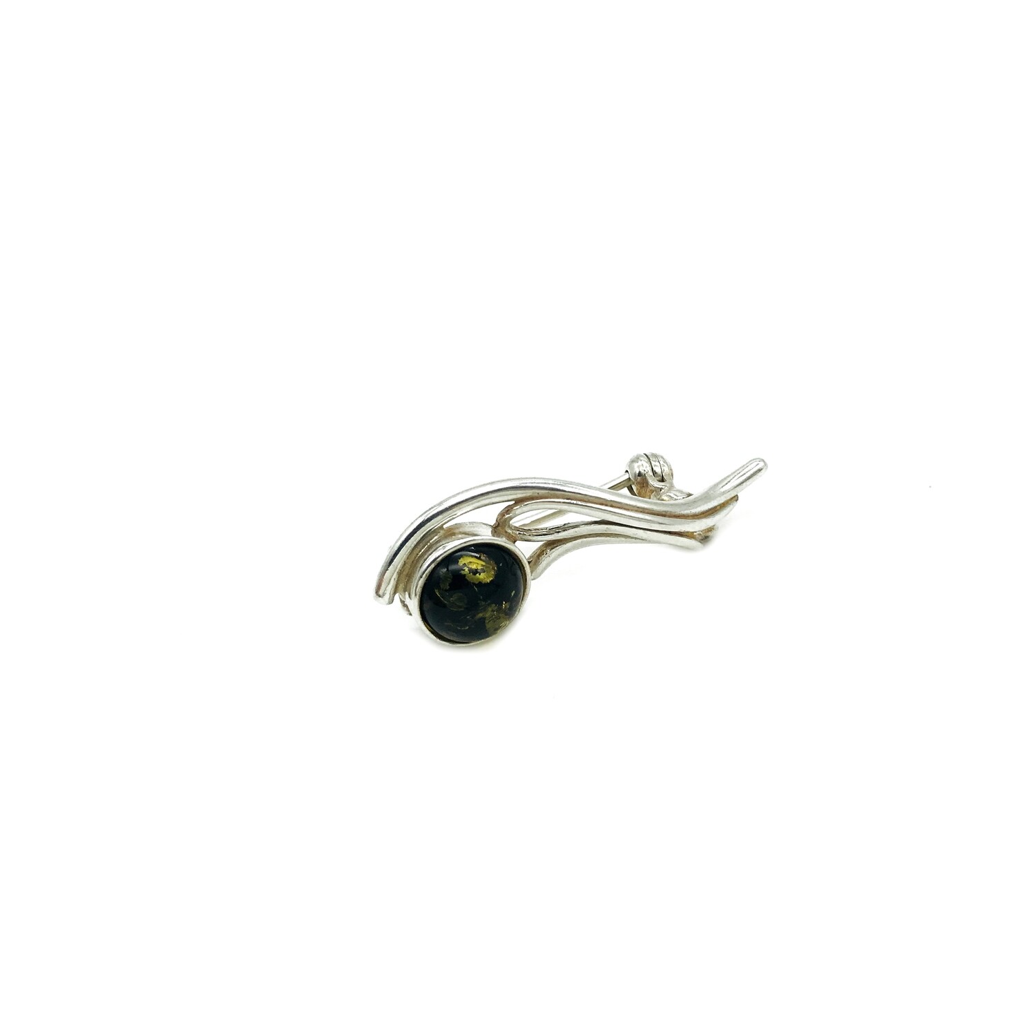 Silver and Amber Brooch