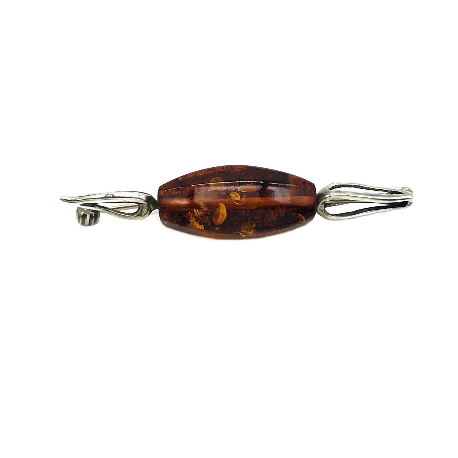 Silver and Amber Brooch