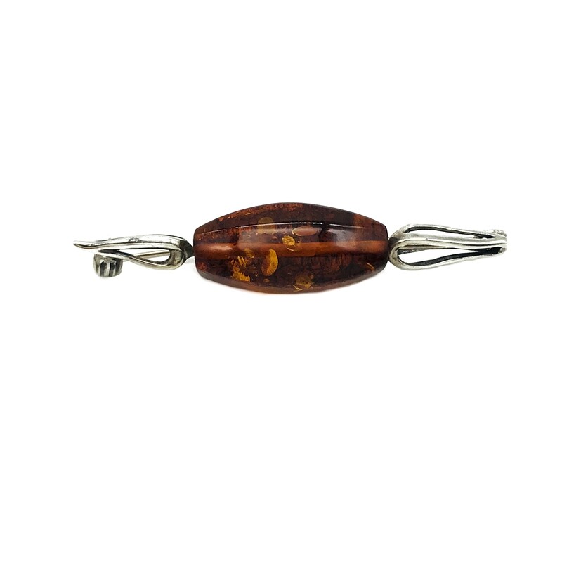 Silver and Amber Brooch