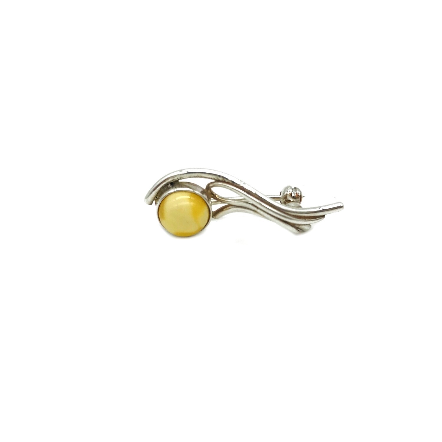 Silver and Amber Brooch