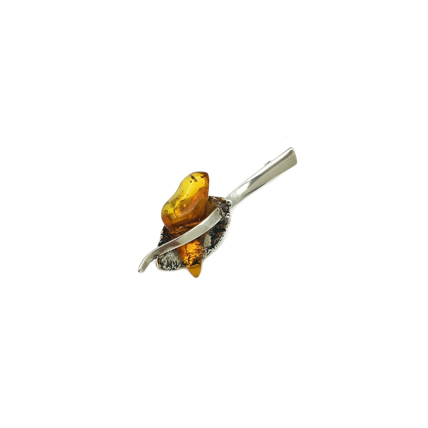 Silver and Amber Brooch