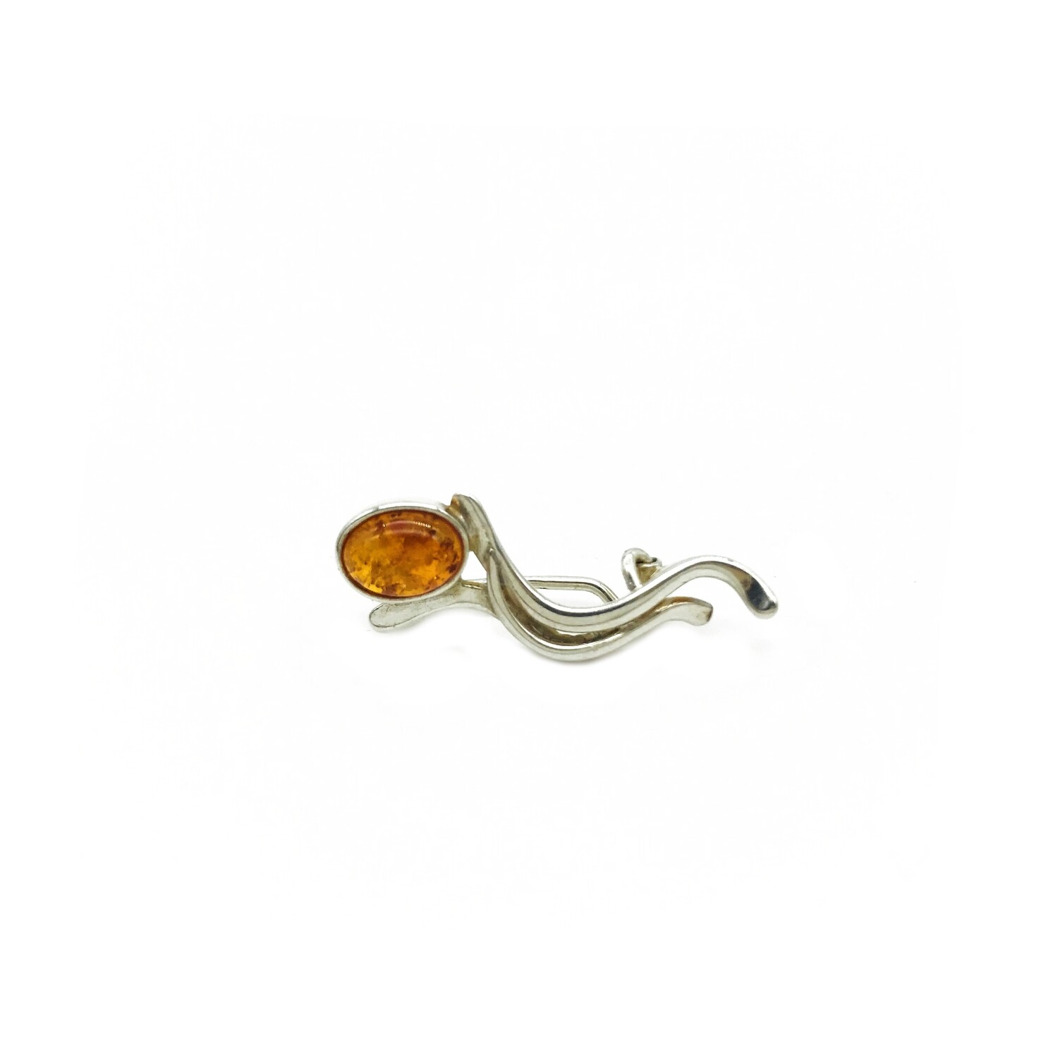 Silver and Amber Brooch