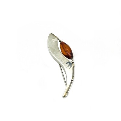 Silver and Amber Brooch