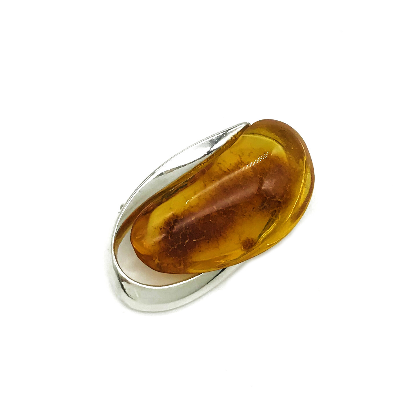 Silver and Amber Brooch