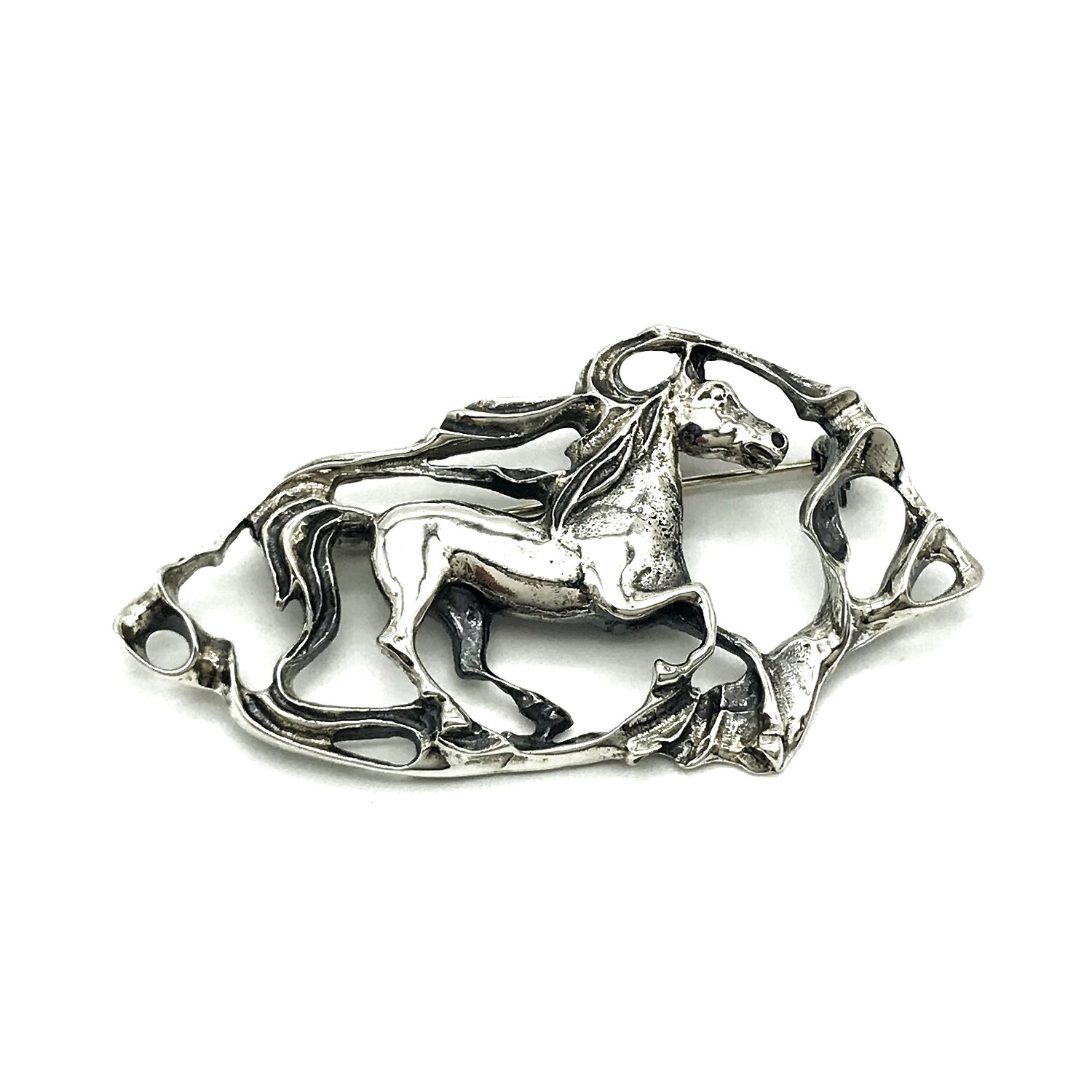 Silver and Amber Brooch