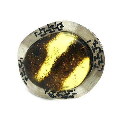 Silver and Amber Brooch