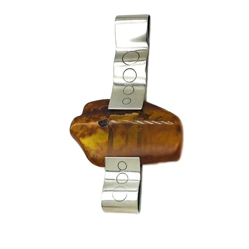 Silver and Amber Brooch
