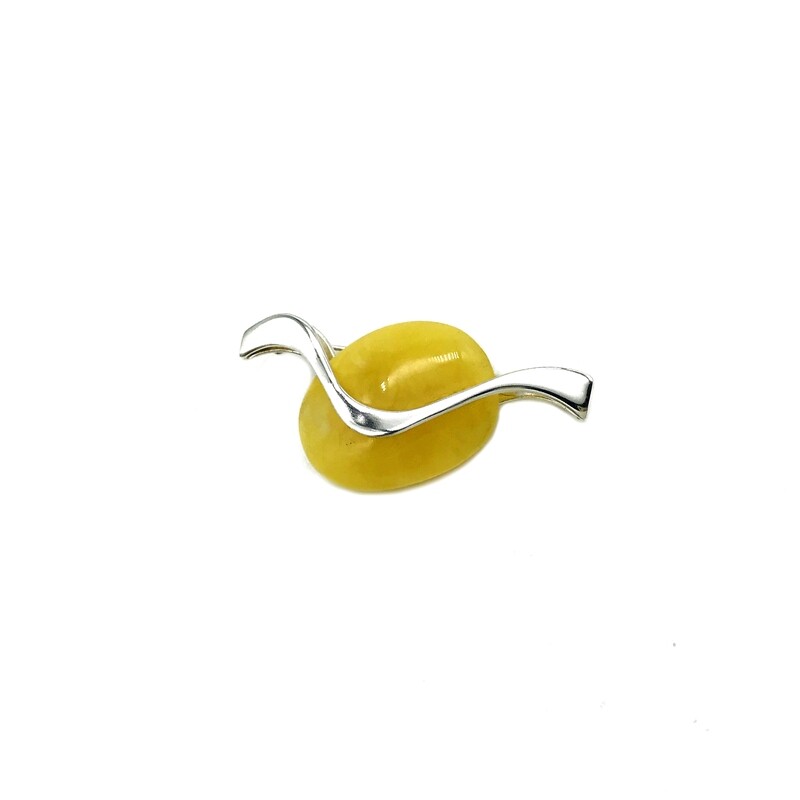 Silver and Amber Brooch
