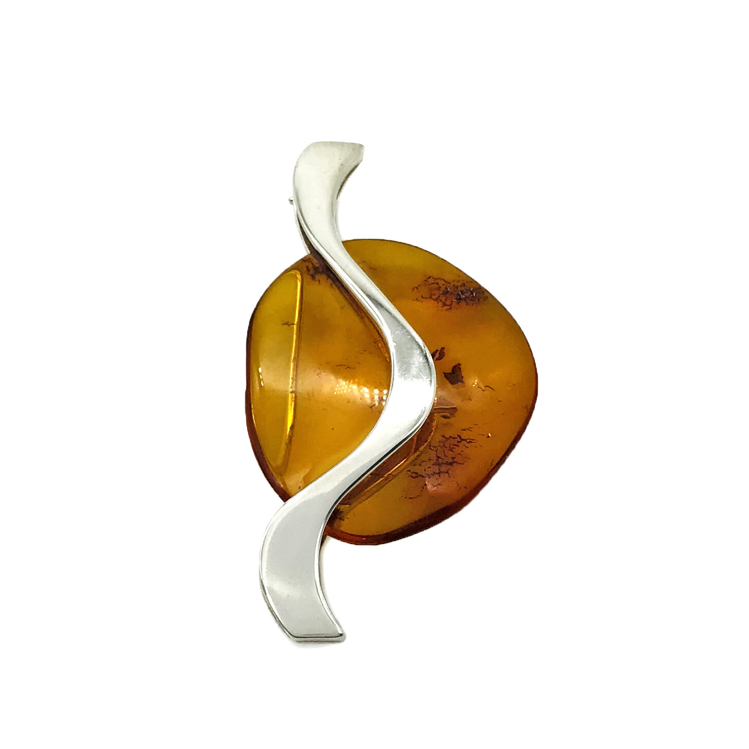 Silver and Amber Brooch