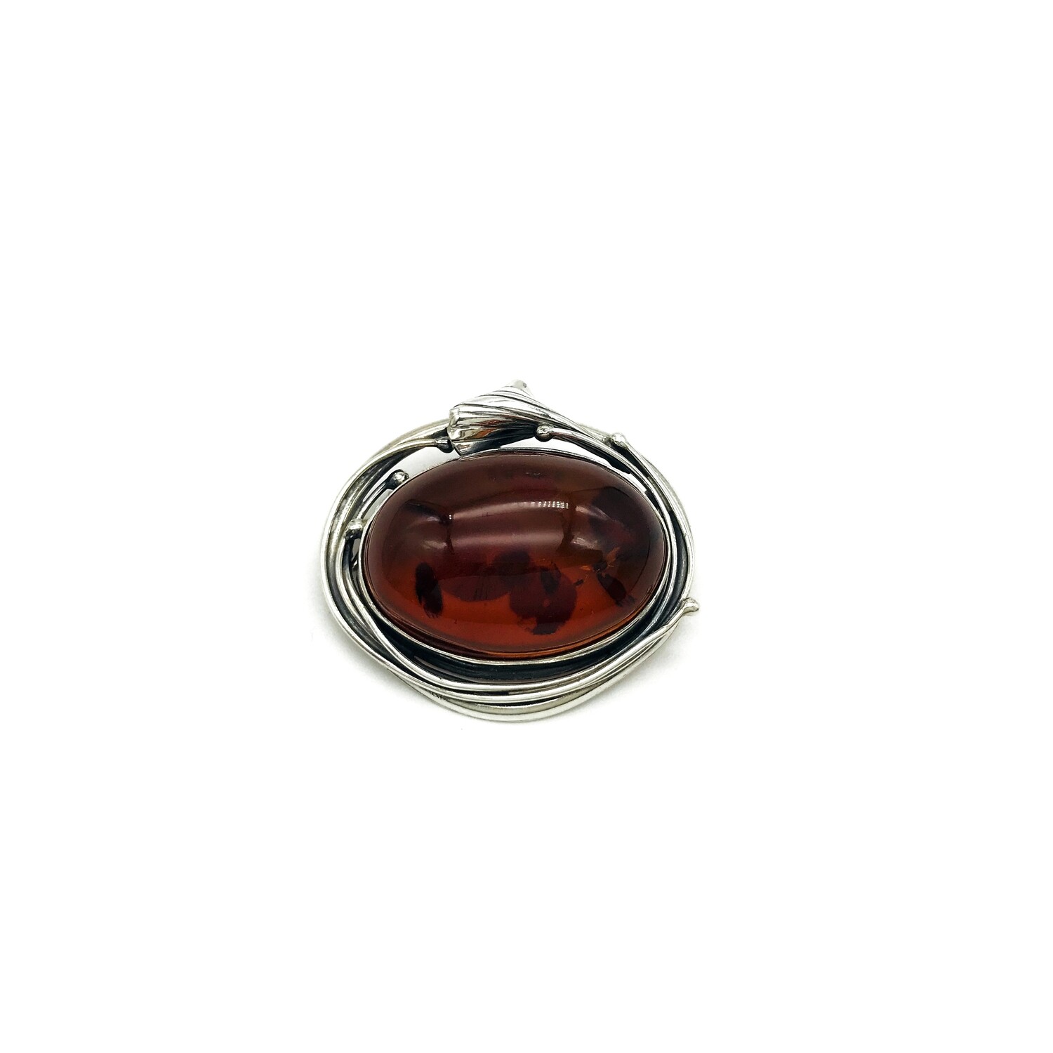 Silver and Amber Brooch