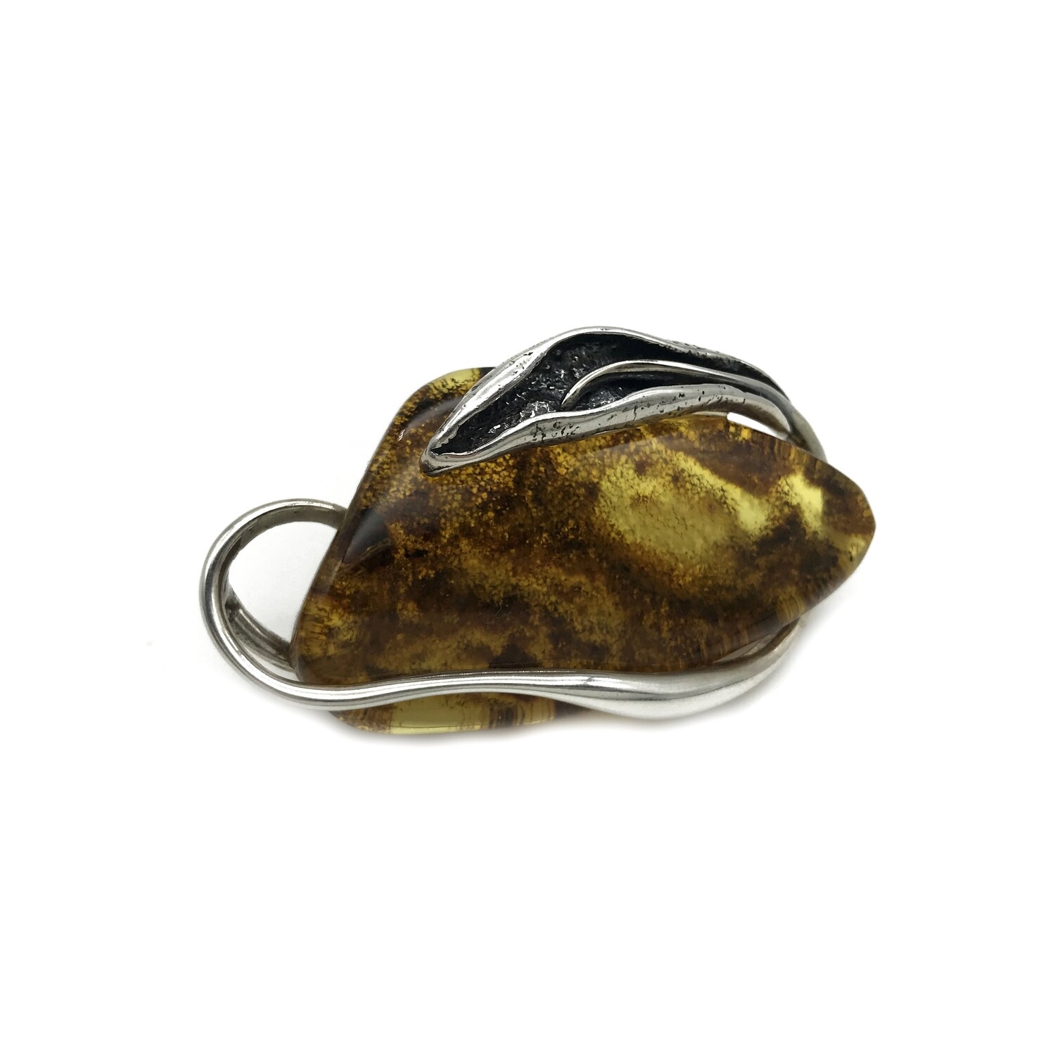 Silver and Amber Brooch