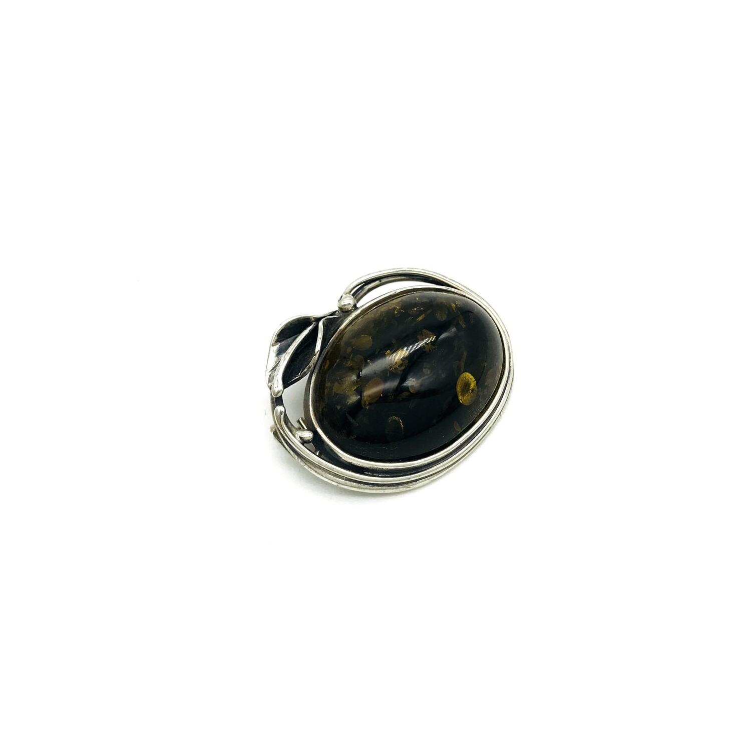 Silver and Amber Brooch