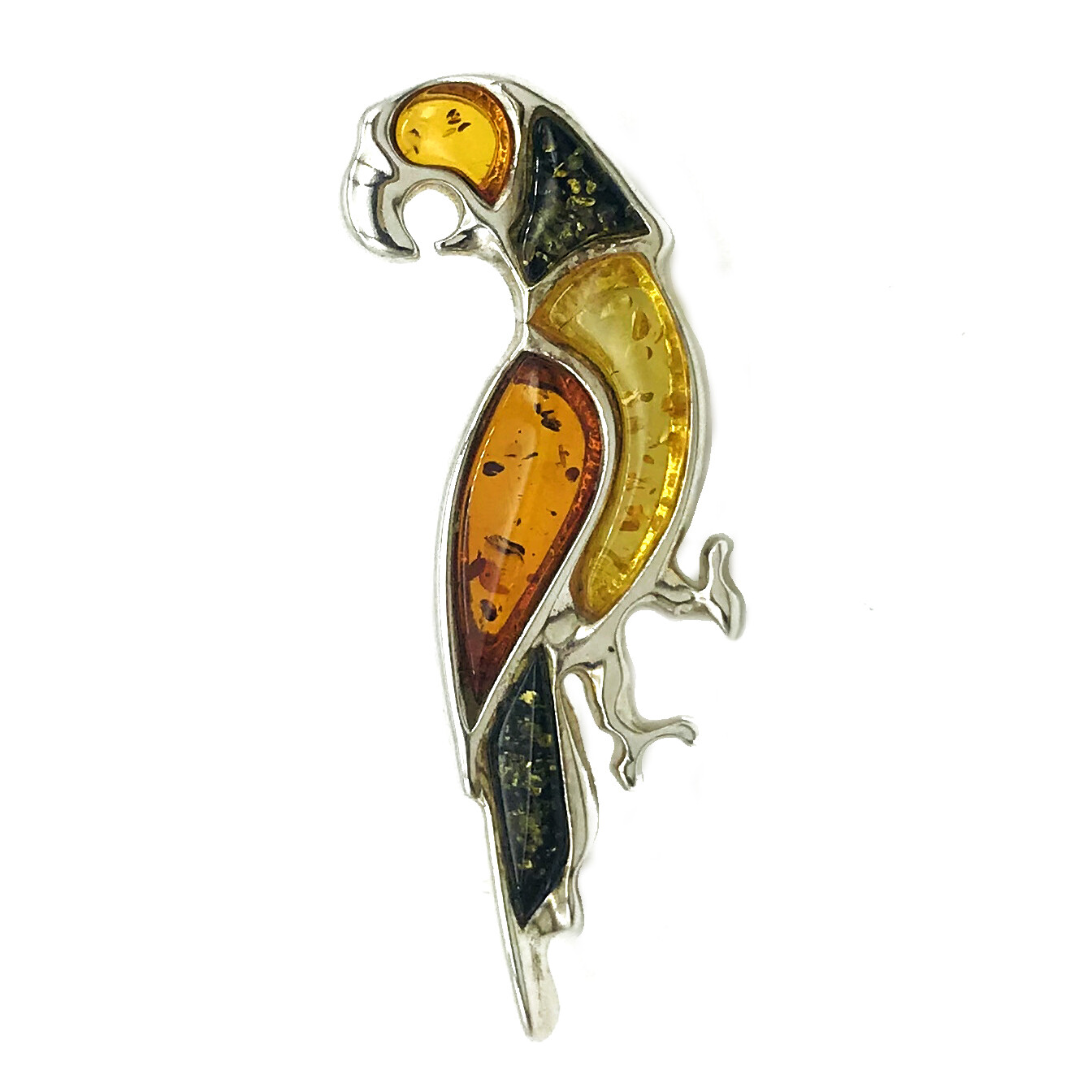 Silver and Amber Brooch