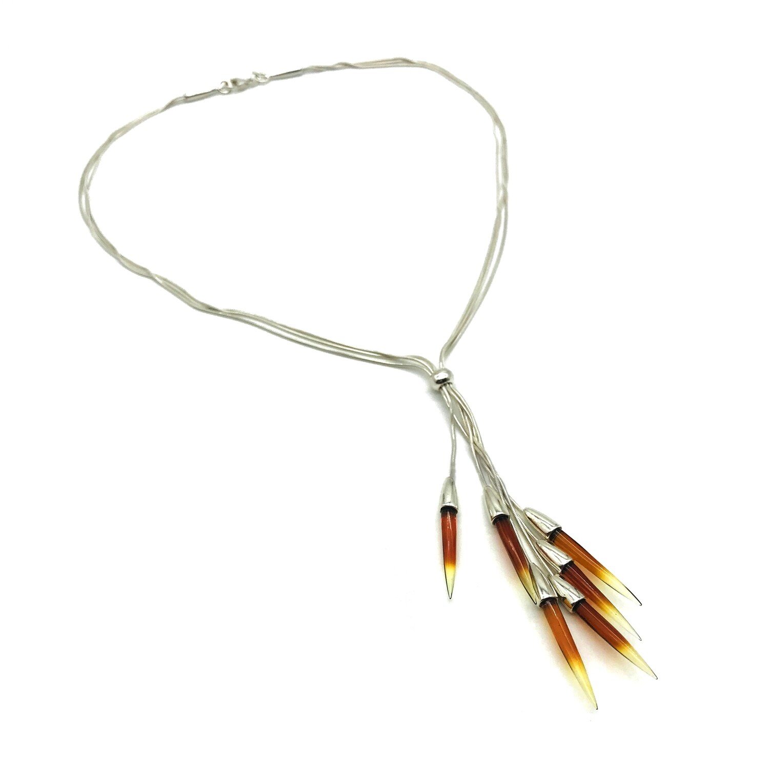 Stalactite, Amber Icicles - Silver and Amber Necklace