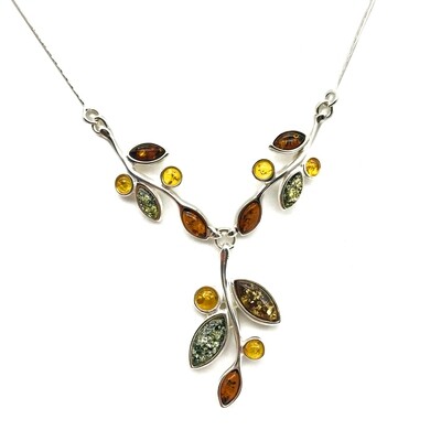 Silver and Amber Necklace