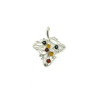 Silver and Amber Leaf Pendant