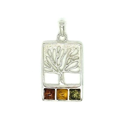 Silver and Amber Tree Pendant