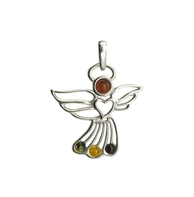 Silver and Amber Angel Pendant