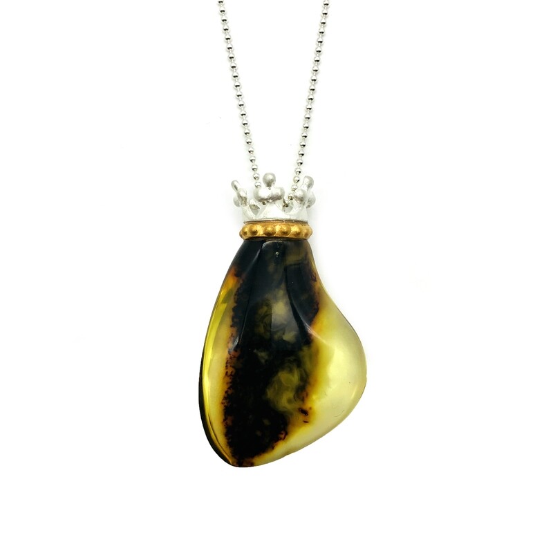 Silver and Amber Necklace
