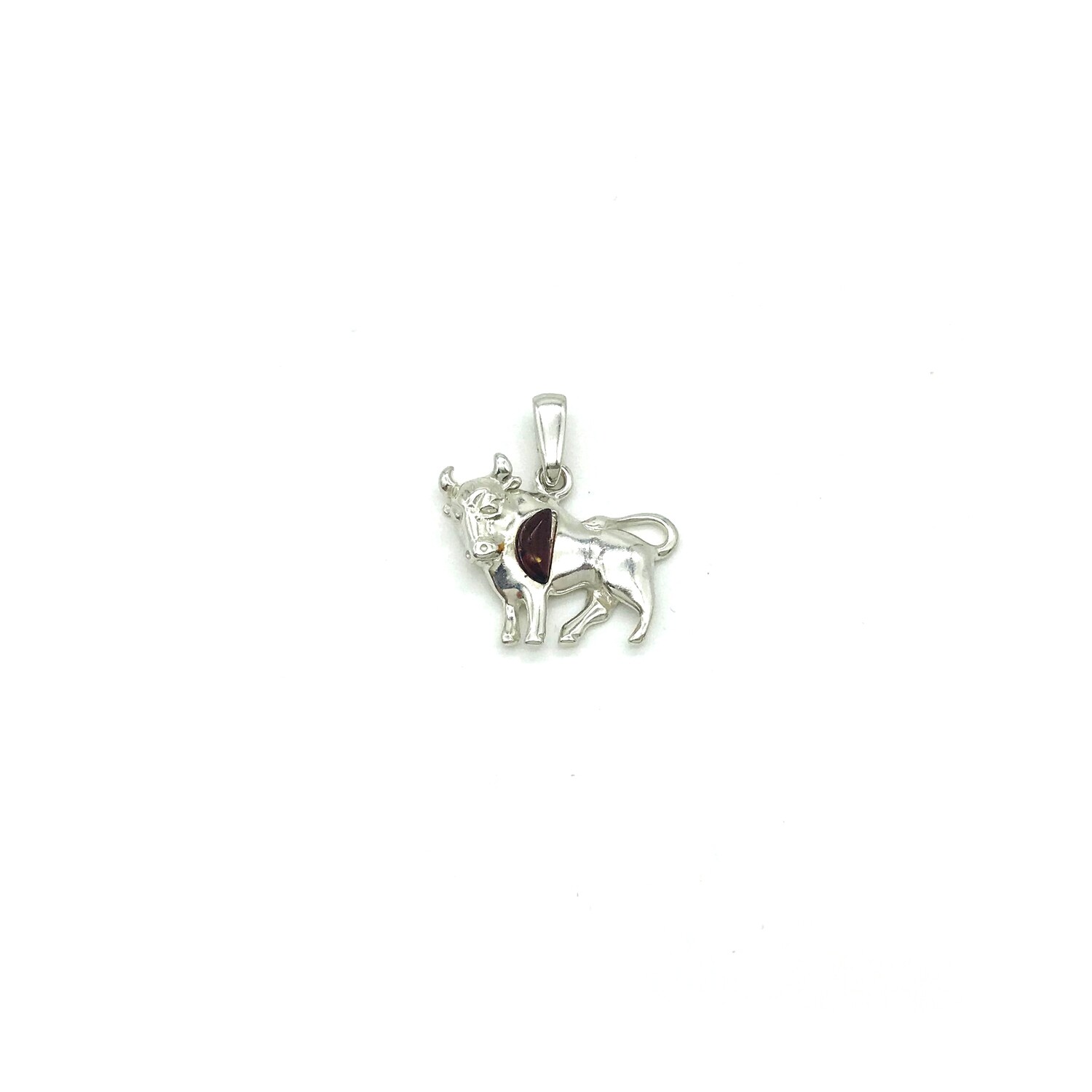Silver and Amber Pendant-Taurus