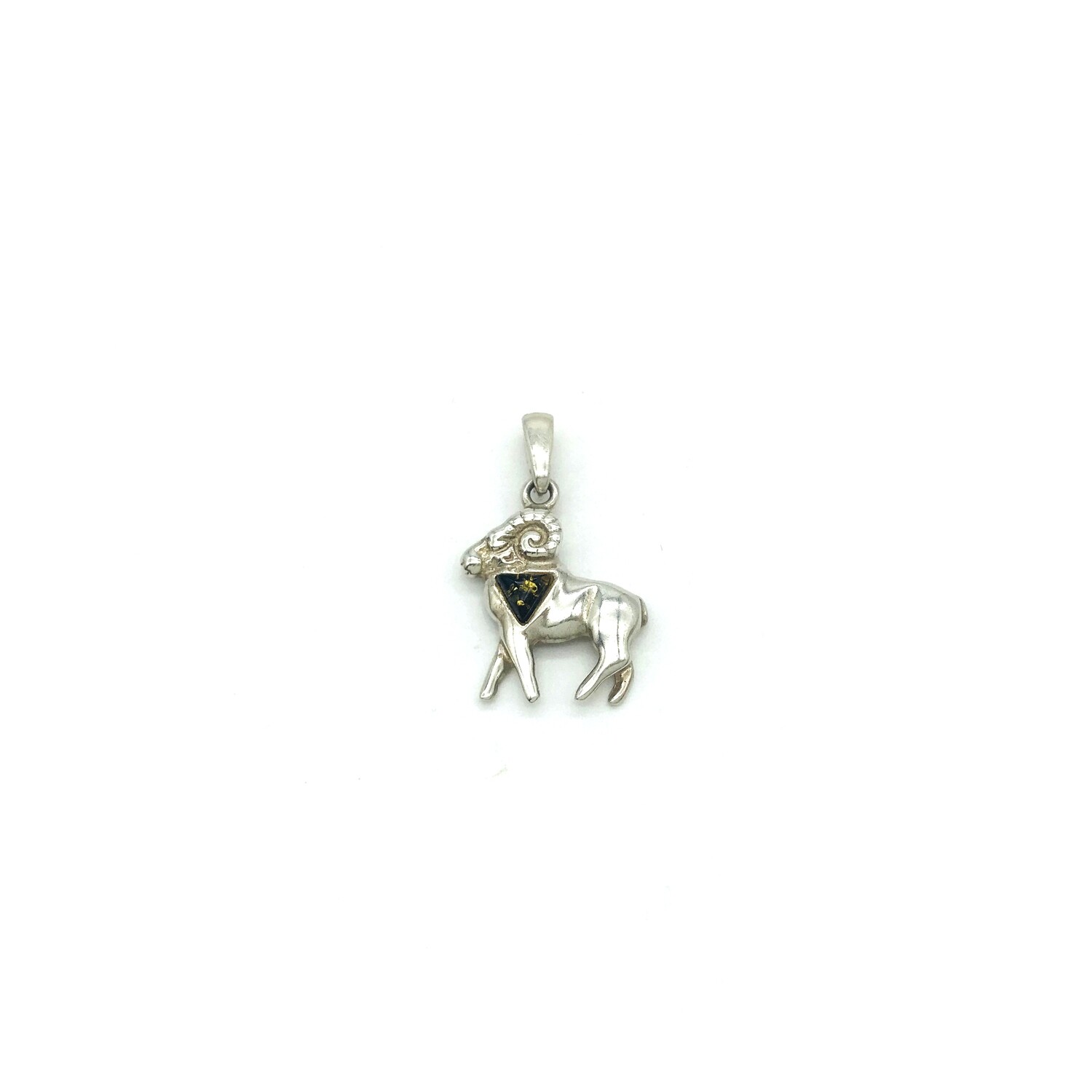 Silver and Amber Pendant-Aries
