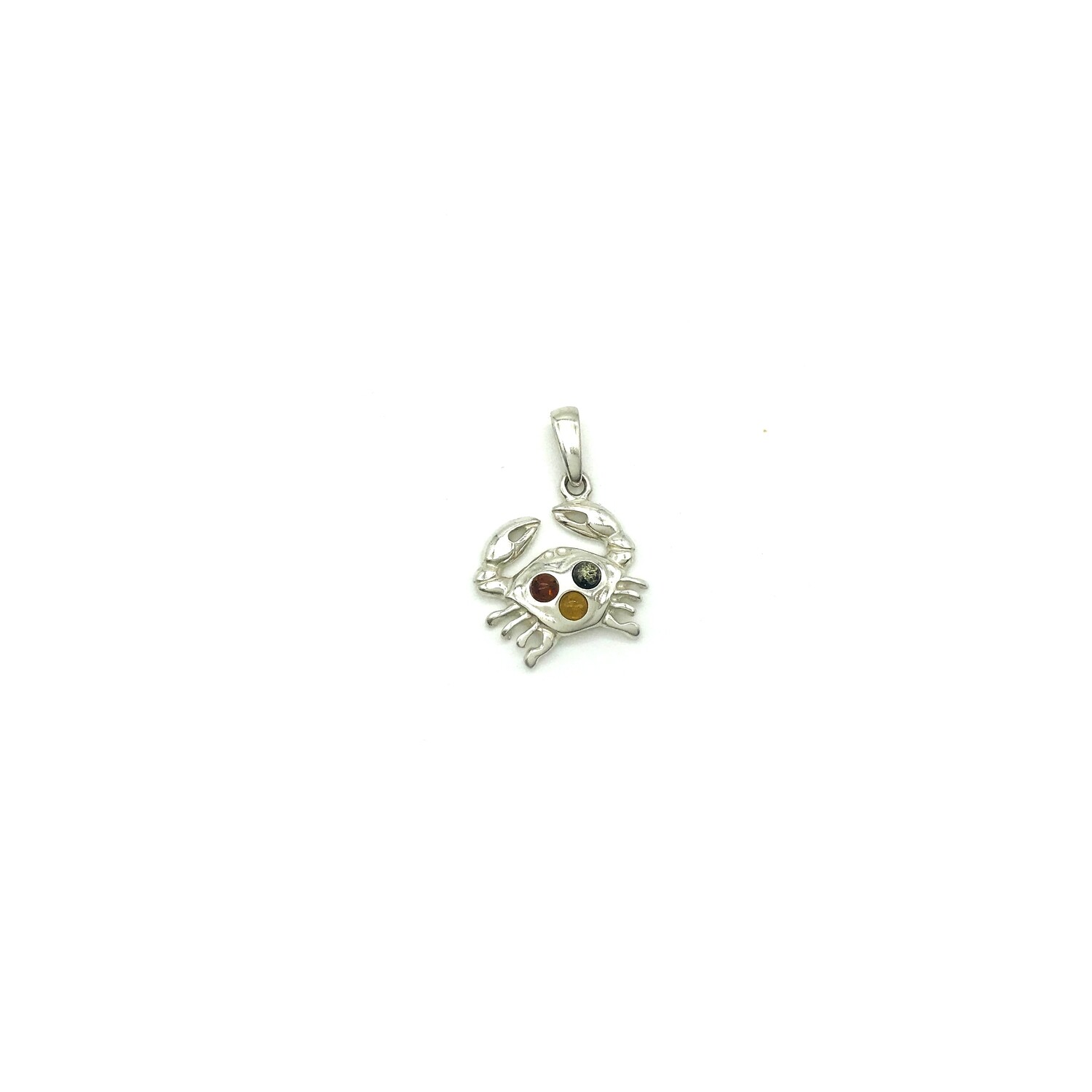 Silver and Amber Pendant-Cancer