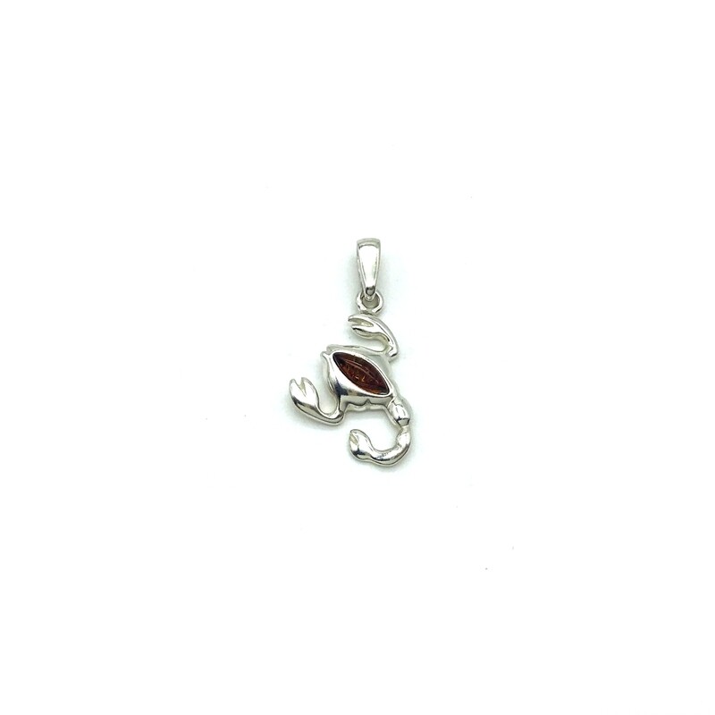 Silver and Amber Pendant-Scorpio