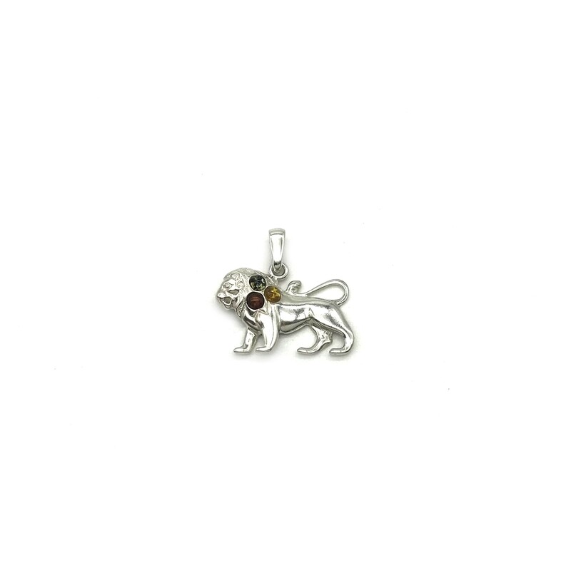 Silver and Amber Pendant-Leo