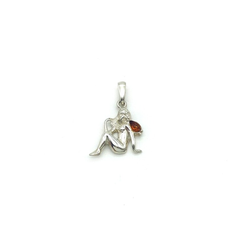 Silver and Amber Pendant-Virgo