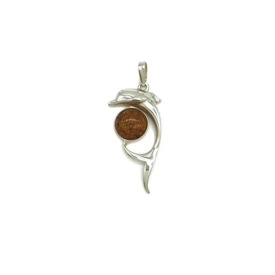 Silver and Amber Dolphin Pendant