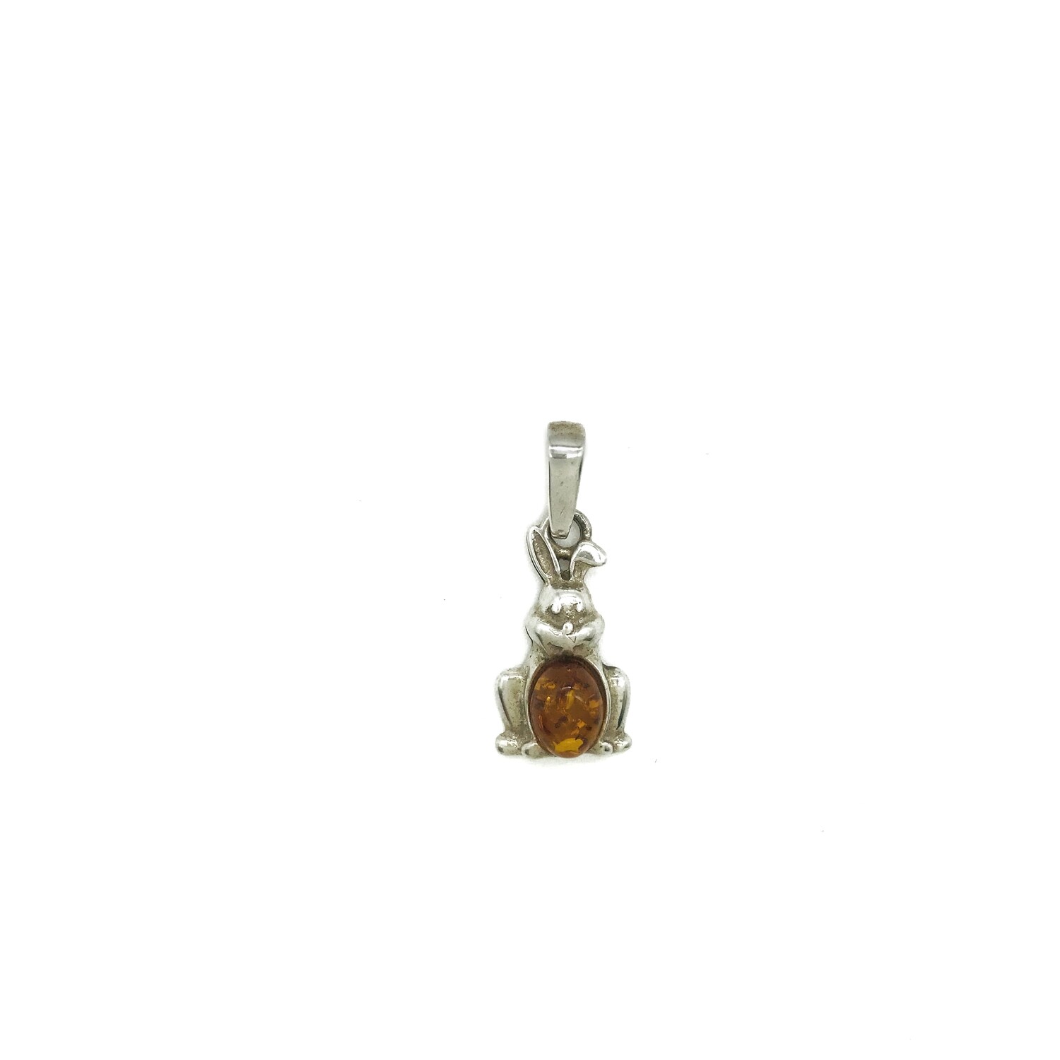 Silver and Amber Rabbit Pendant