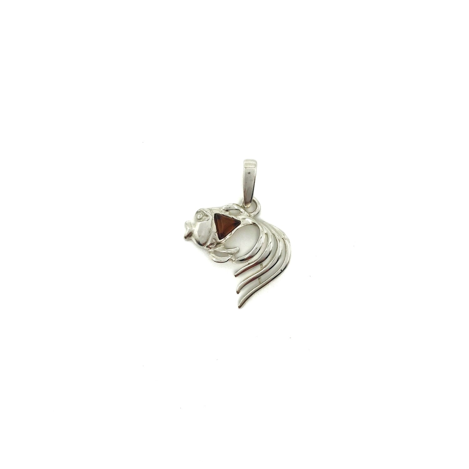 Silver and Amber Fish Pendant