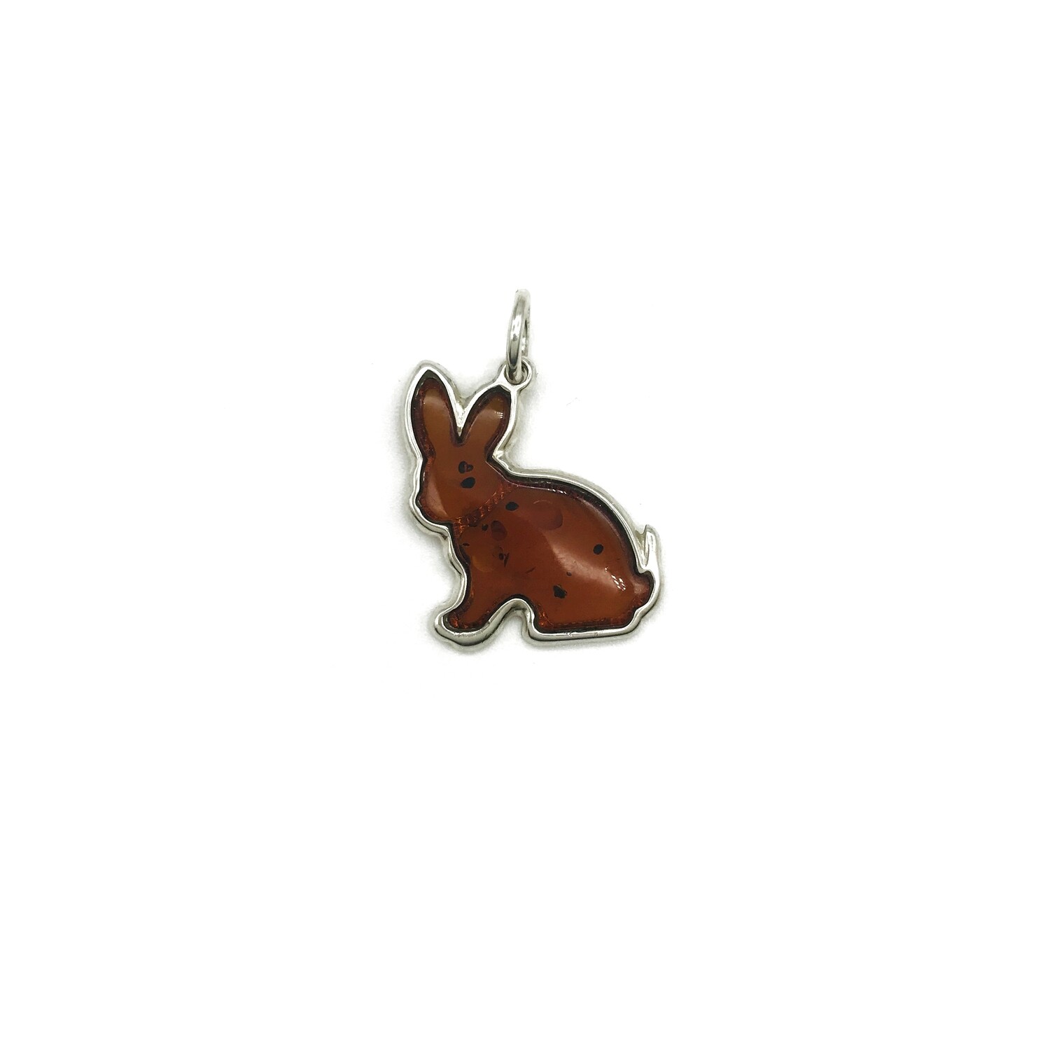 Silver and Amber Rabbit Pendant