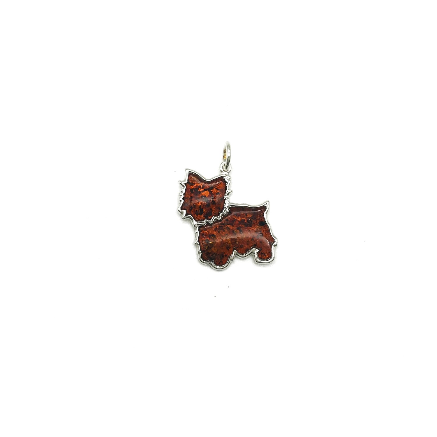 Silver and Amber Dog Pendant
