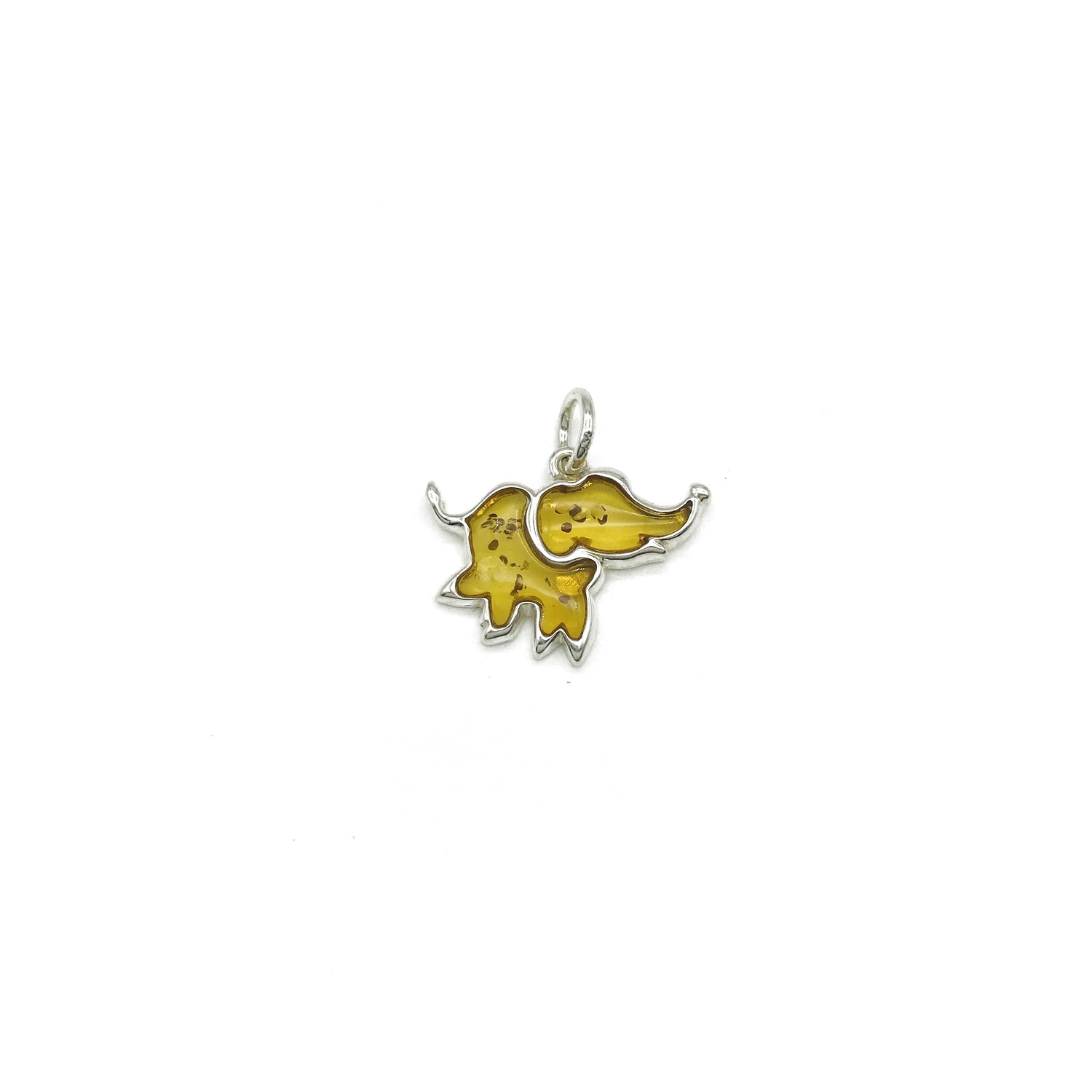 Silver and Amber Elephant Pendant