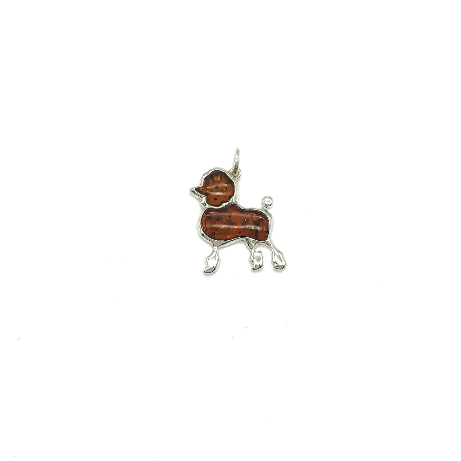 Silver and Amber Dog Pendant