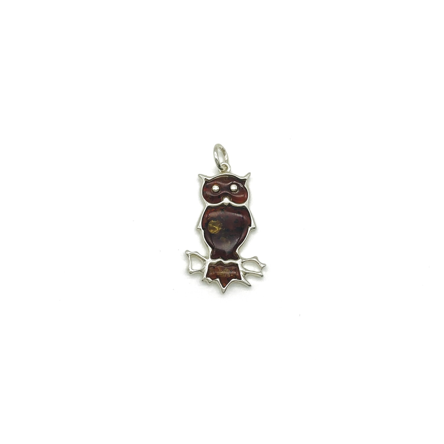 Silver and Amber Owl Pendant