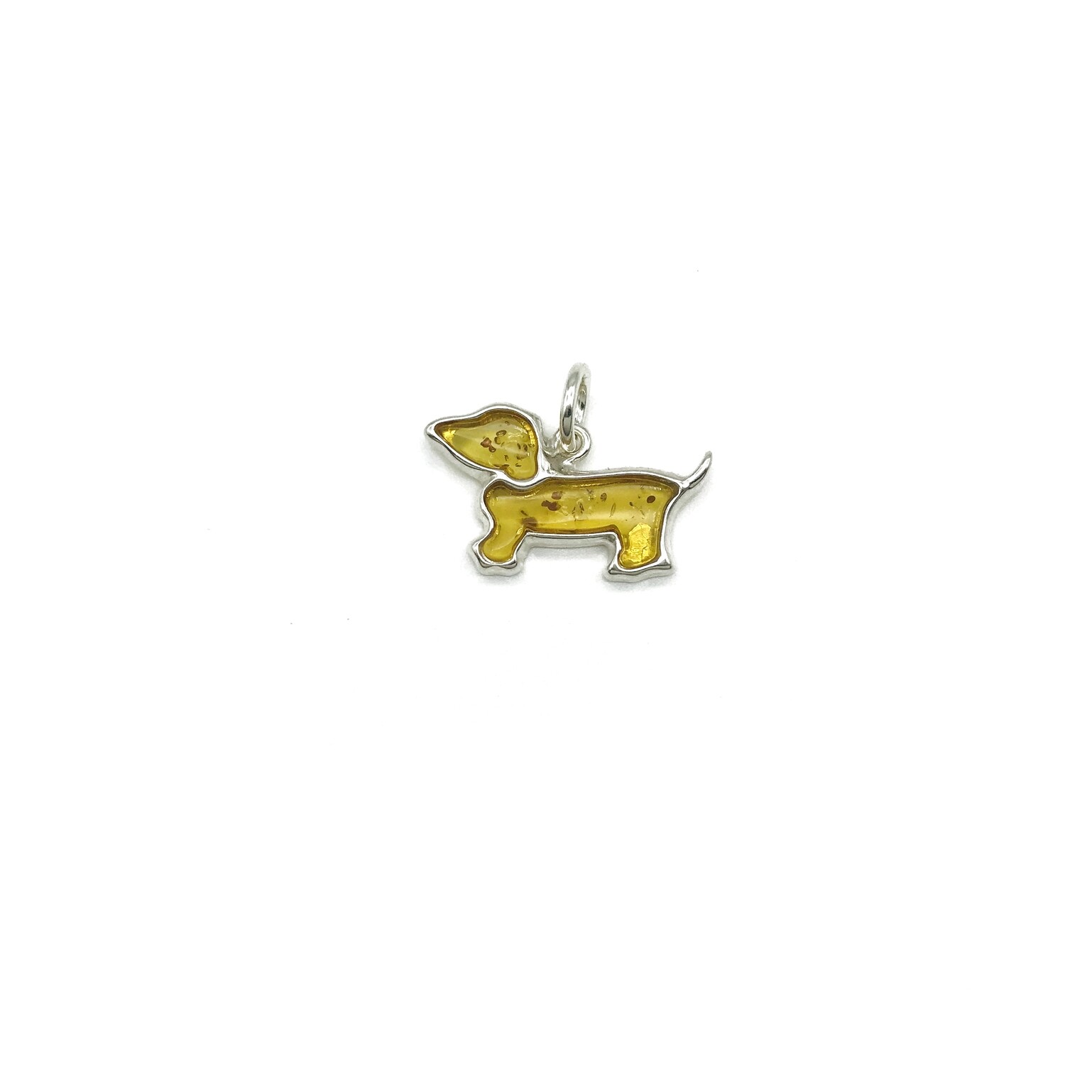 Silver and Amber Dog Pendant