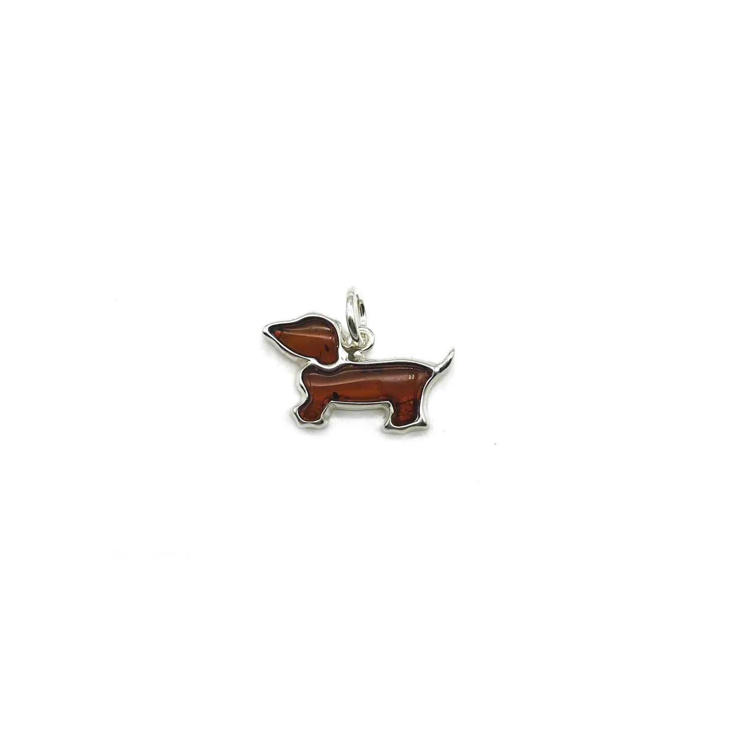 Silver and Amber Dog Pendant